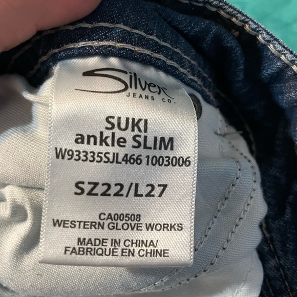 Plus Size Silver Cropped Jeans - Picture 3 of 4